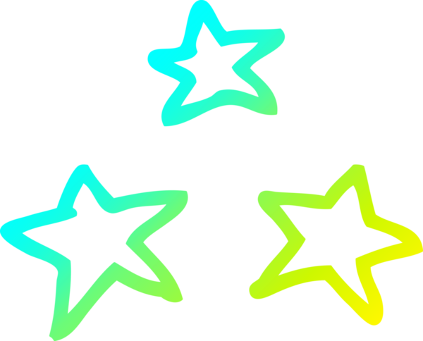 Bir insan tarafından çizilen çizgi film yıldızlarının soğuk gradyan çizgileri.