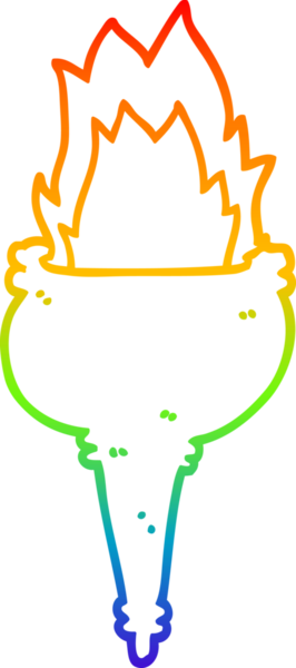 gökkuşağı gradyan çizgi çizimi bir insan tarafından çizilmiş yanan bir meşale