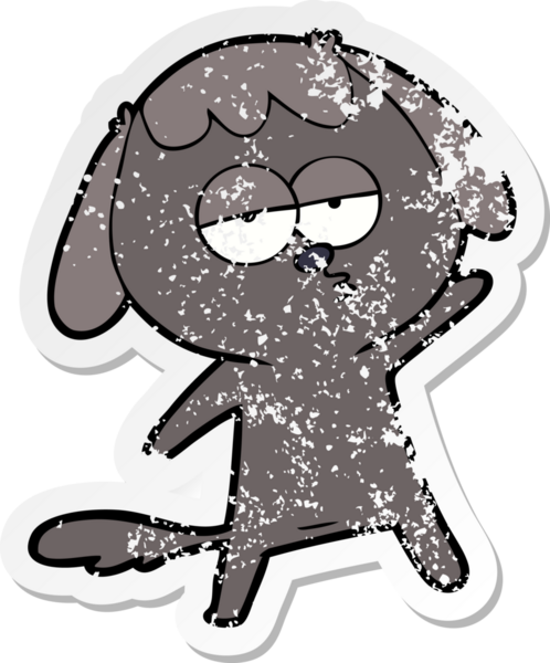 Bir insan tarafından çizilmiş sıkıntılı bir çizgi film çıkartması.