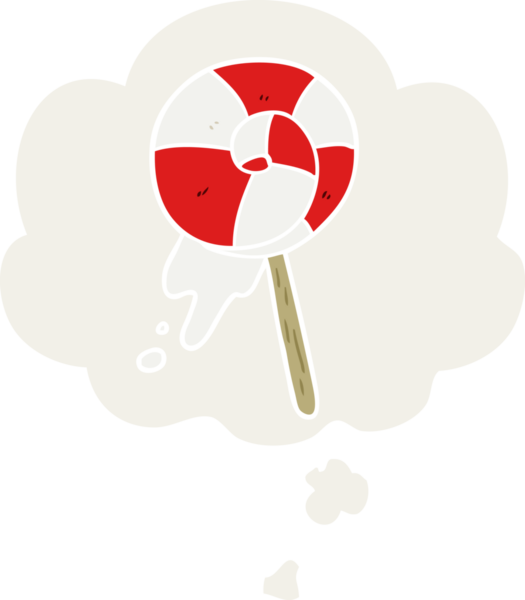 insan tarafından çizilmiş düşünce baloncuklu çizgi film lolipopu.