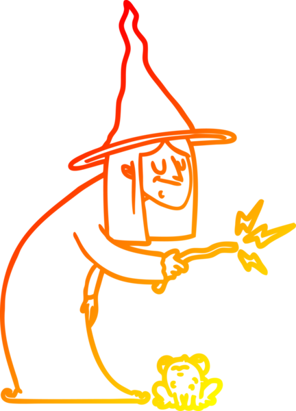 Bir insan tarafından çizilmiş çizgi film cadısının sıcak çizgi çizimi