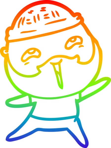 Bir insan tarafından çizilmiş mutlu sakallı bir adamın çizgi çizimi.