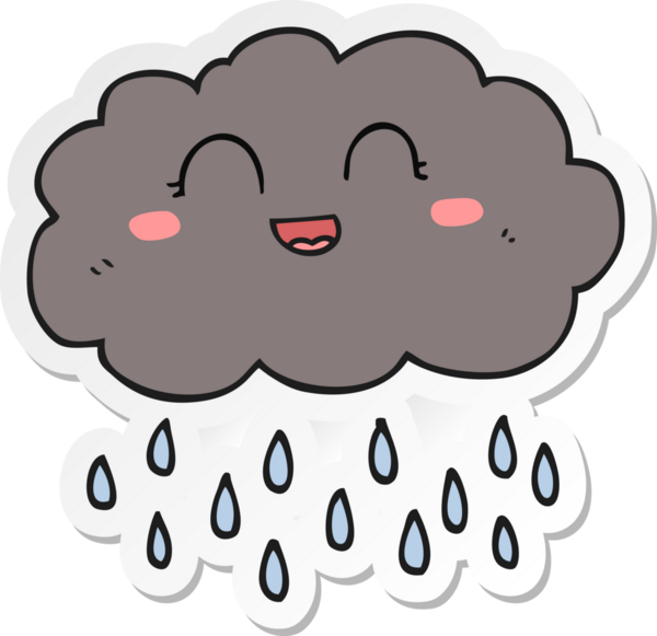 Bir insan tarafından çizilmiş karikatür yağmur bulutu etiketi