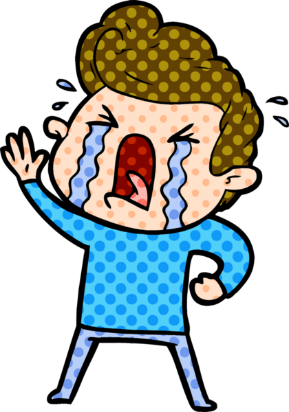 Bir insan tarafından çizilmiş ağlayan bir karikatür.