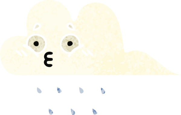 Bir insan tarafından çizilmiş yağmur bulutunun retro çizim tarzı karikatürü