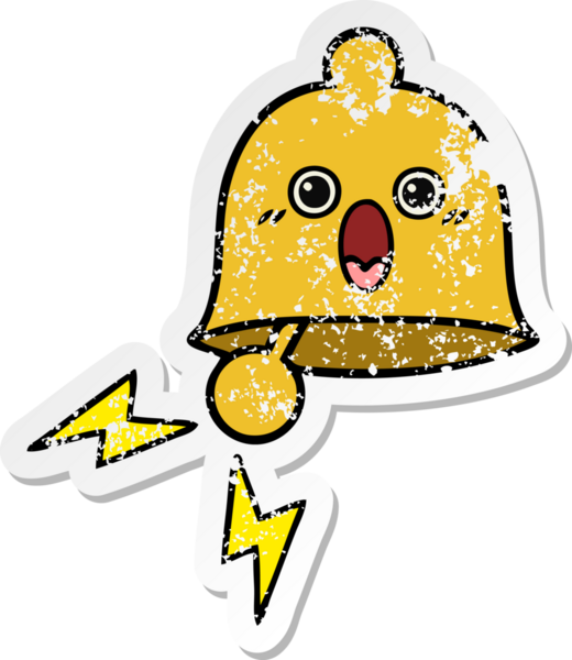 Bir insan tarafından çizilmiş sevimli bir karikatür çanın sıkıntılı çıkartması.