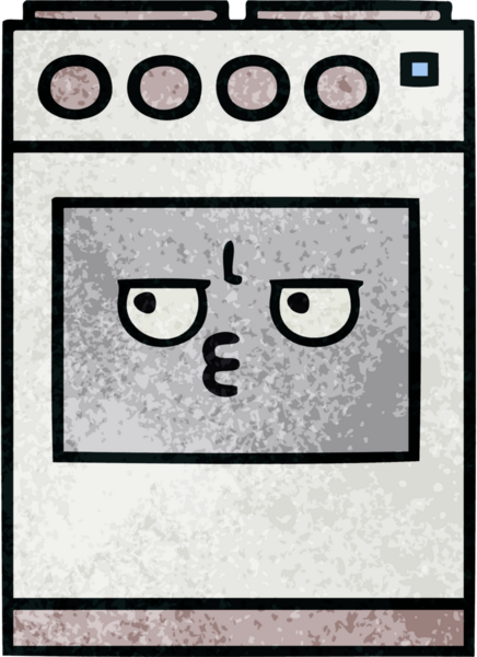 Bir insan tarafından çizilmiş mutfak fırınının retro grunge deseni.