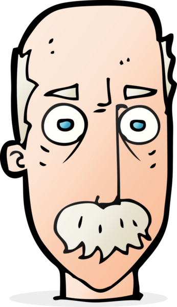 Bir insan tarafından çizilmiş bıyıklı bir çizgi film adamı.