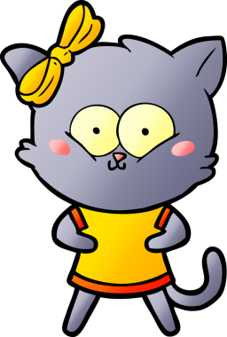 Bir insan tarafından çizilmiş çizgi film kedisi.