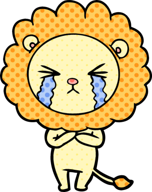 Bir insan tarafından çizilmiş ağlayan bir aslan.