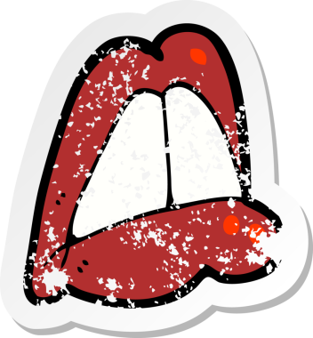 Bir insan tarafından çizilmiş karikatür dudakların gerilmiş yapıştırması.