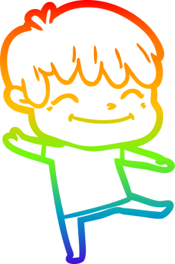 gökkuşağı gradyanı çizimi bir insan tarafından çizilmiş mutlu bir çizgi film çocuğu