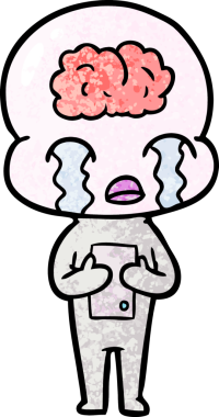 Bir insan tarafından çizilmiş koca beyinli bir uzaylı ağlaması.