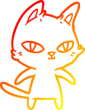 Bir insan tarafından çizilmiş çizgi film kedisinin sıcak çizgi çizimi