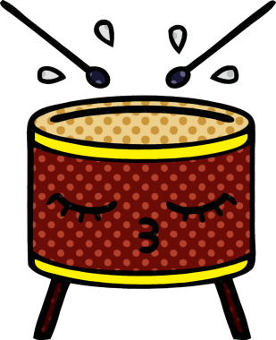 bir insan tarafından çizilmiş bir davul karikatürü.