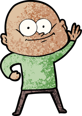 Bir insan tarafından çizilmiş kel bir adam.