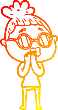 Bir insan tarafından çizilmiş gözlüklü bir karikatür kadın çizimi.