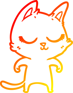 Bir insan tarafından çizilmiş sakin bir çizgi film kedisinin sıcak çizgi çizgisi.