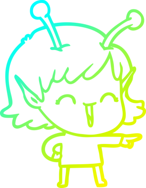 Soğuk gradyan çizgisi, bir insan tarafından çizilmiş gülen uzaylı bir kızın çizimi.