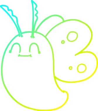 Bir insan tarafından çizilmiş komik bir kelebeğin soğuk gradyan çizgisi