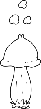 Bir insan tarafından çizilmiş siyah beyaz mantar.