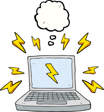 Bir insan tarafından çizilmiş serbest çizim balon dizüstü bilgisayar.