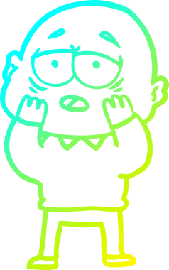 Bir insan tarafından çizilmiş, yorgun, kel bir adamın çizdiği soğuk çizgi.