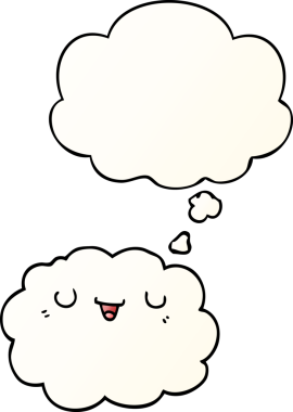 Düşünce baloncuğu olan karikatür bulutu bir insan tarafından çizilmiş.