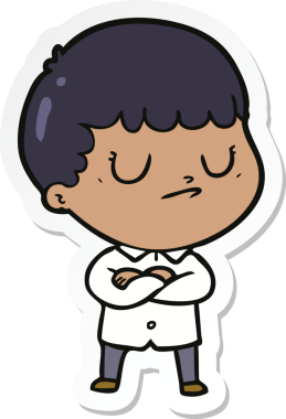 Bir insan tarafından çizilmiş huysuz bir çocuğun çıkartması.