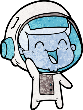 Bir insan tarafından çizilmiş mutlu astronot çizgi filmi.