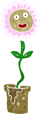 Bir insan tarafından çizilmiş karikatür çiçeği.