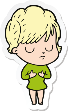 Bir insan tarafından çizilmiş bir karikatür kadının çıkartması.