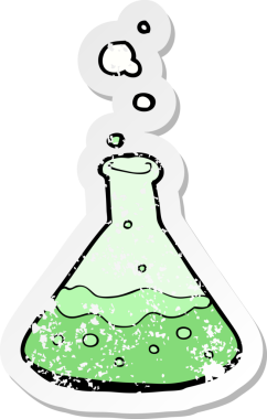 Bir insan tarafından çizilmiş bir karikatür bilim kimyasalın gerilimli etiketi