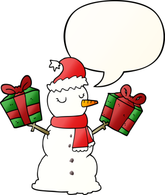 bir insan tarafından çizilmiş, konuşma baloncuklu kardan adam.