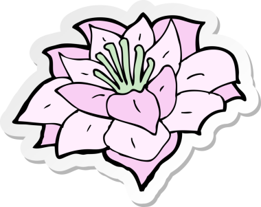 Bir insan tarafından çizilmiş karikatür çiçeğinin çıkartması.