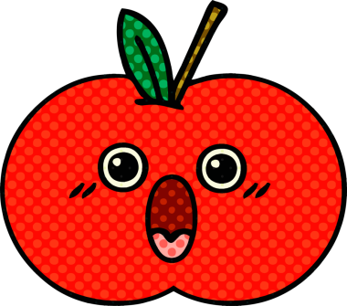 Bir insan tarafından çizilmiş kırmızı elma çizgi filmi.