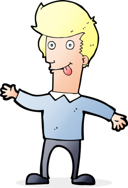 Çizgi filmci bir insan tarafından çizilmiş dili dışarı çıkarıyor.