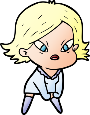 Çizgi film bir insan tarafından çizilmiş stresli kadın.