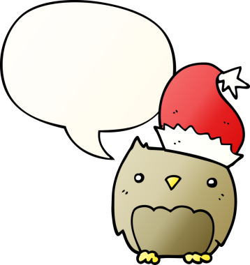 Bir insan tarafından çizilmiş hoş bir noel baykuşu konuşma baloncuğu ile