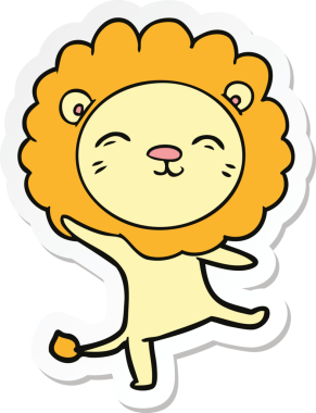 Bir insan tarafından çizilmiş karikatür aslanının çıkartması.