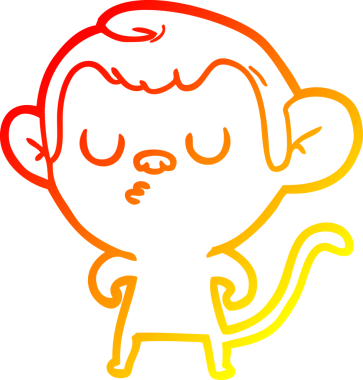 Bir insan tarafından çizilmiş çizgi film maymunu çizimi