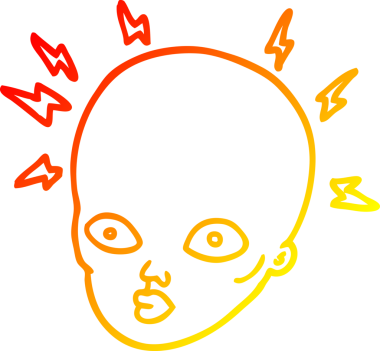 Bir insan tarafından çizilen kel kafanın sıcak çizgi çizimi