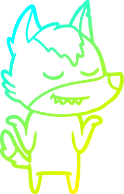 Bir insan tarafından çizilmiş dost canlısı bir kurt çizgi çizimi.