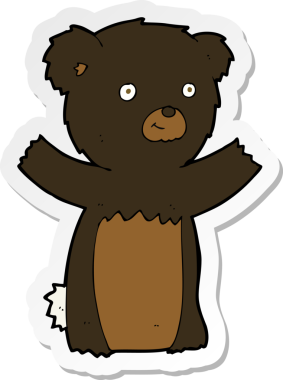 Bir insan tarafından çizilmiş siyah ayı yavrusunun çıkartması.