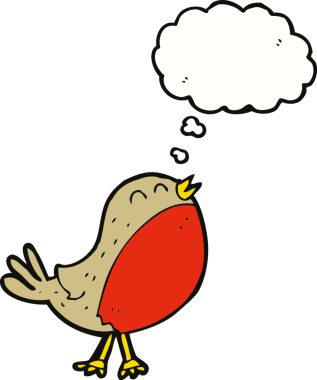 Bir insan tarafından çizilmiş düşünce baloncuklu noel robini.