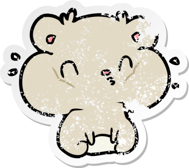 distressed sticker of a cartoon hamster drawn by a human