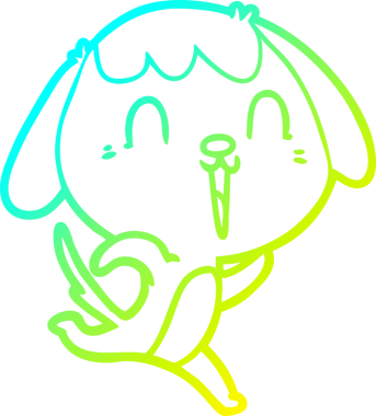 Bir insan tarafından çizilmiş ağlayan şirin bir köpeğin soğuk gradyan çizimi.