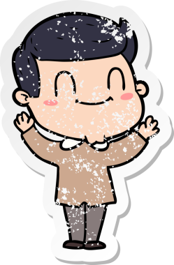 Bir insan tarafından çizilmiş, karikatür dostu bir adamın sıkıntılı çıkartması.