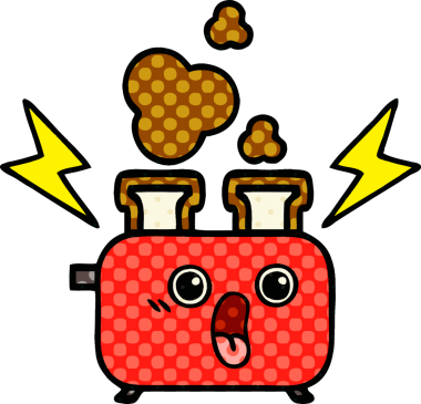 Bir insan tarafından çizilmiş bir ekmek kızartma makinesinin çizgi filmi.