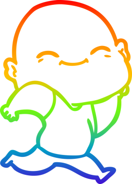 Gökkuşağı gradyan çizgi çizimi Bir insan tarafından çizilmiş mutlu kel adam